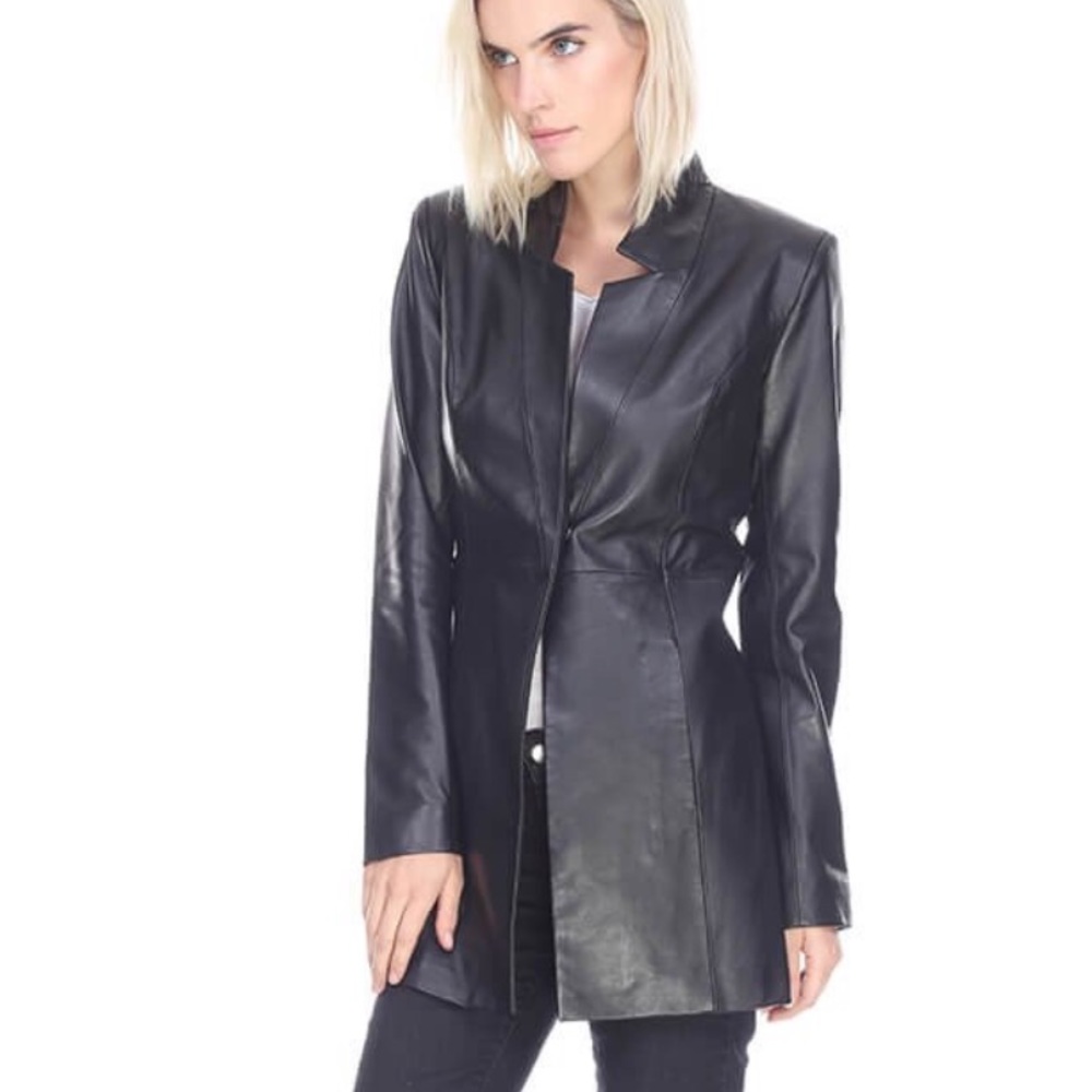 GORGEOUS EUC My Tribe black leather coat Sz XS 🙀